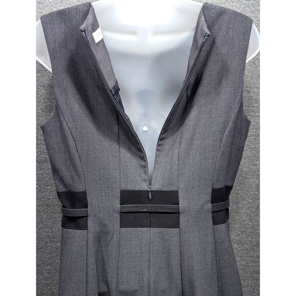 CALVIN KLEIN Dress - Gray, Belted, Midi, Sleeveless, Zip Back, A-Line, Size 6 - Picture 5 of 6